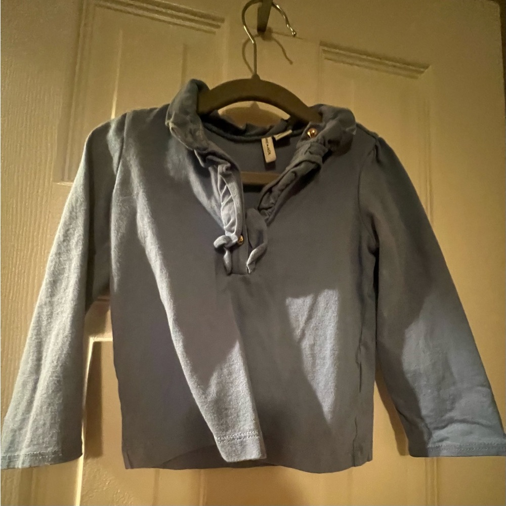 Janie and Jack Long Sleeve Blue Ruffle Tee